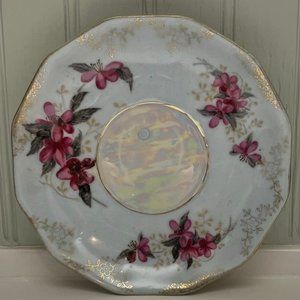 VINTAGE Sterling China Brand from Japan Lusterware Rose Saucer 1950s